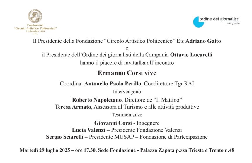 Ermanno Corsi vive – 29 luglio 2025 alle ore 17.30