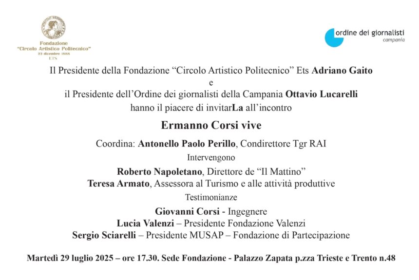 Ermanno Corsi vive – 29 luglio 2025 alle ore 17.30